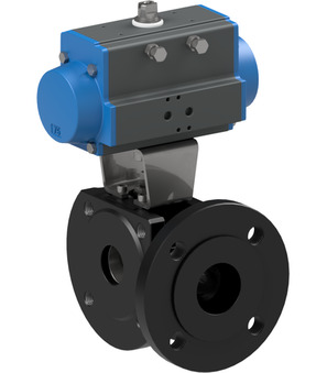 Flanged ball valve with pneumatic actuator Series BAMA, BAUA