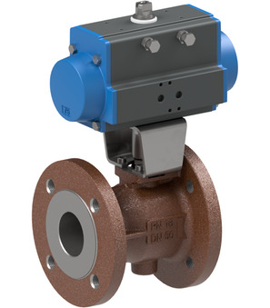 Flanged ball valve with pneumatic actuator Series BA040-D