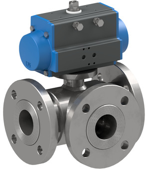 Flanged ball valve with pneumatic actuator Series BA055, BA056